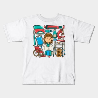 Woman Doctor Kawaii Doodle Kids T-Shirt